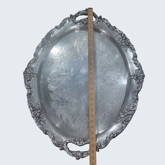 Reed & Barton King Francis Large Handled Metal Serving Tray Silverplate - Picture 7 of 16